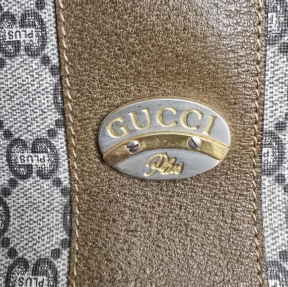 GUCCI GG Plus Canvas Boston Bag PVC Leather Beige - Picture 9 of 16